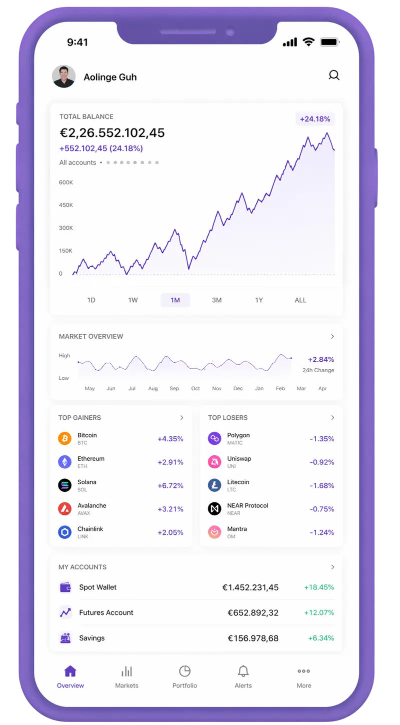 Turbledger-日本国 mobile app showing portfolio overview